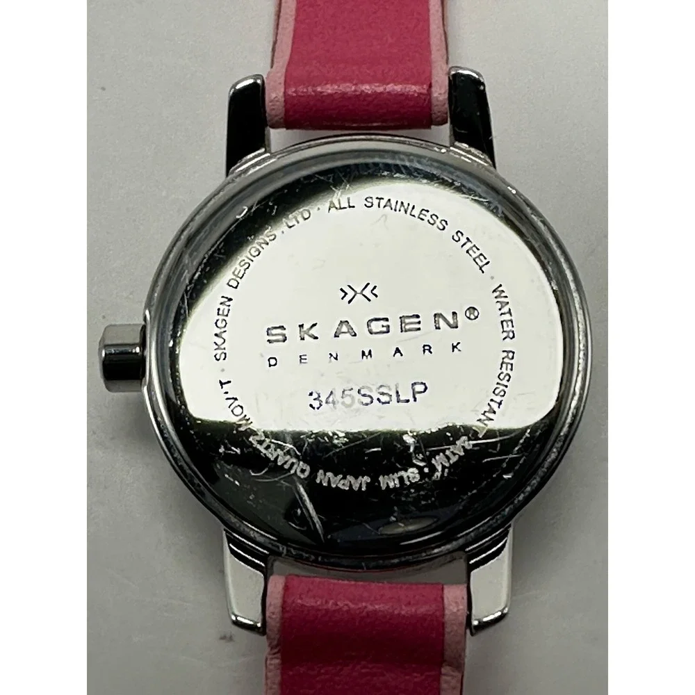 Skagen Steel 345SSLP Ladies Slim MOP‎ Watch New Battery 19MM 7.25